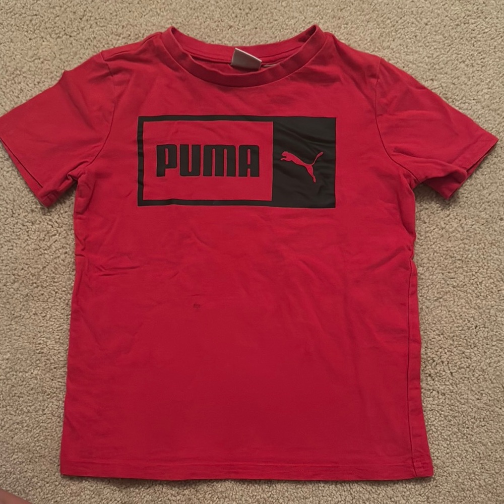 Puma Red Short Sleeve Tee Vibrant Cotton Blend